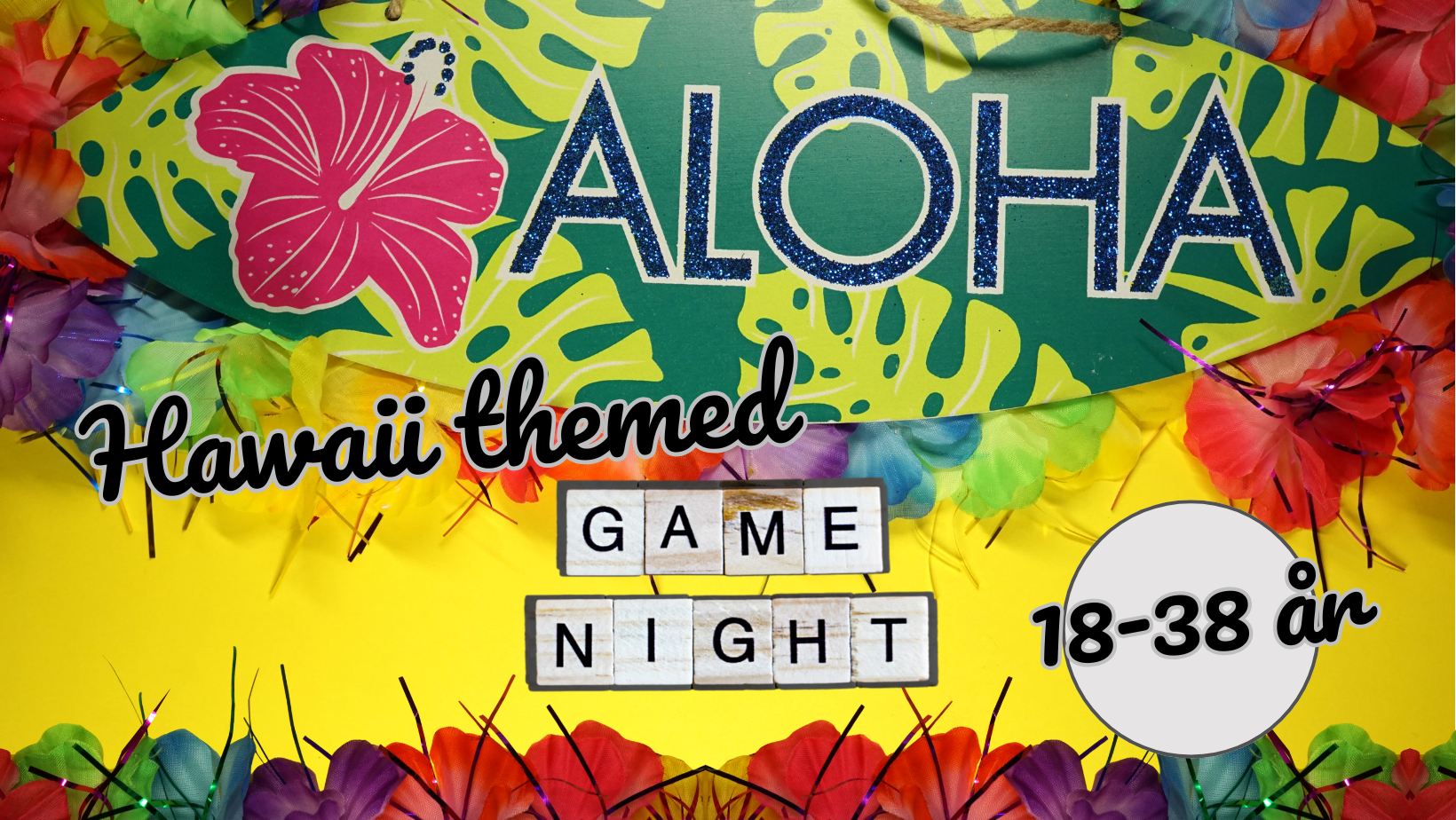 18-38 år hawaii themed game night